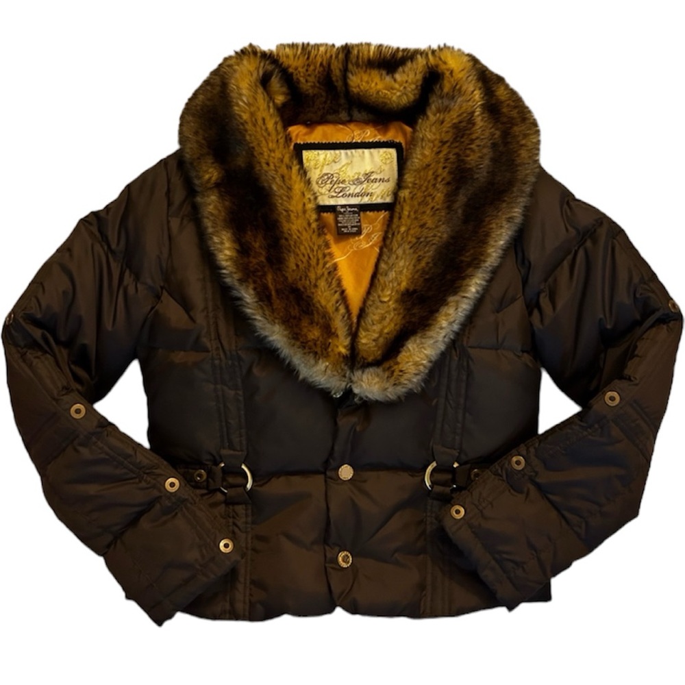 Vintage Pepe Jeans Fur Trim Puffer Bubble Coat